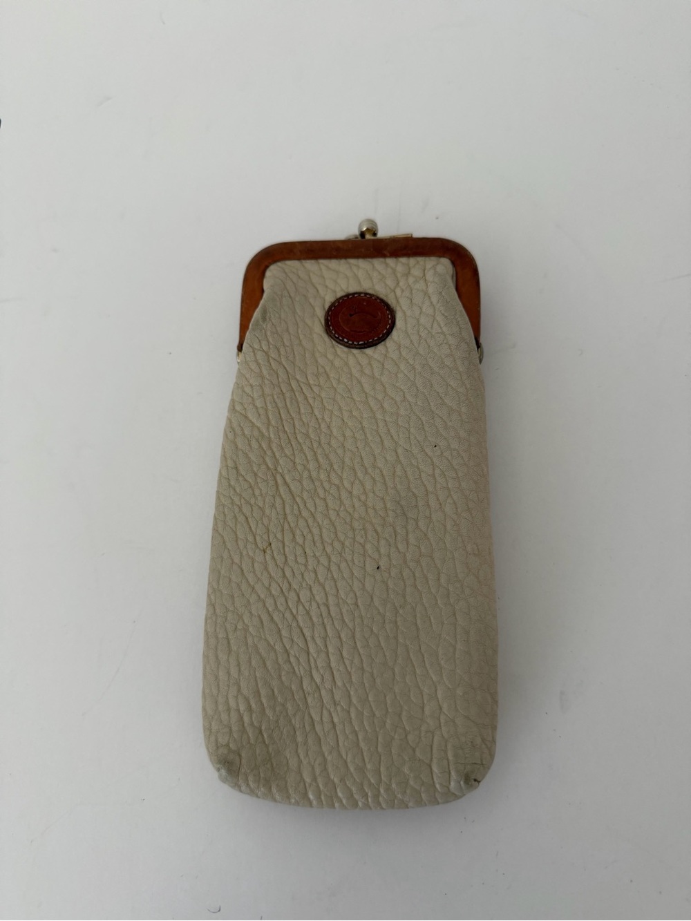 Vintage Dooney & Bourke Pebbled Leather Glasses Case with Brown Trim